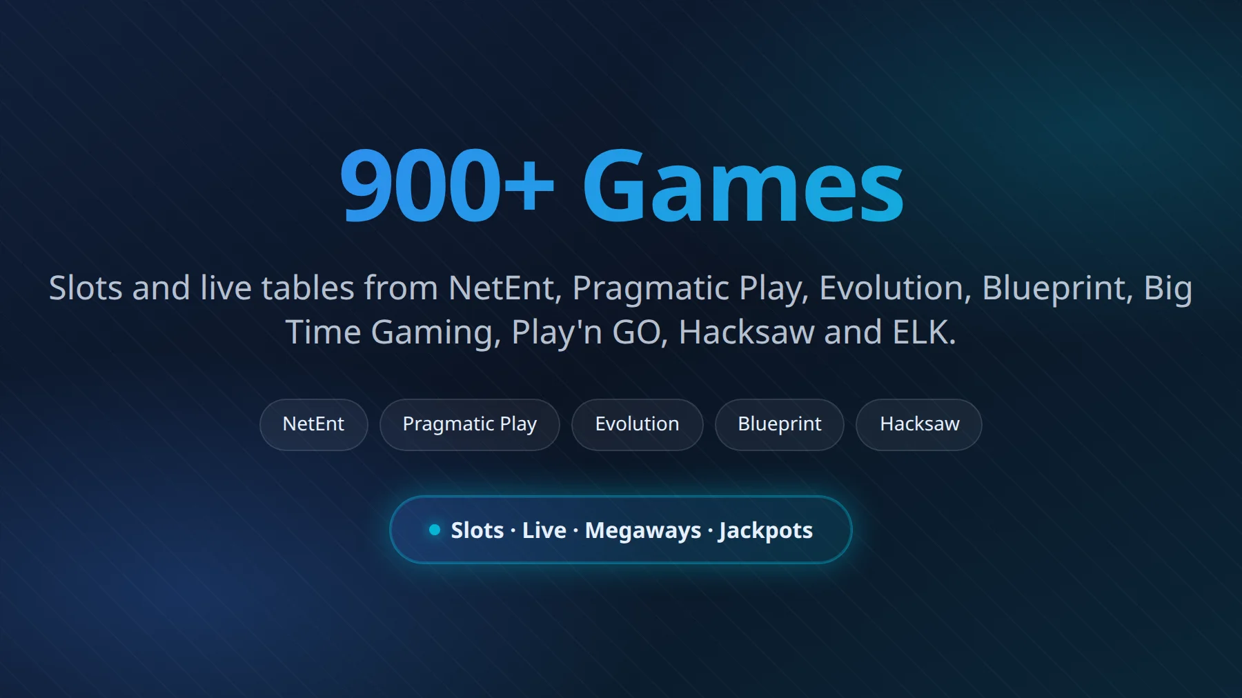 MrQ Casino games lobby with 900+ slots, Megaways, live casino, Slingo and bingo titles